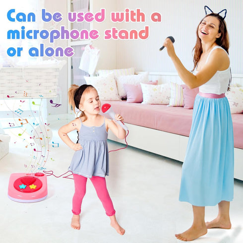 Kids Adjustable Standing Microphone, Karaoke Machine with Stand for Singing, Musical Toys for 3 Years Old Boys Girls