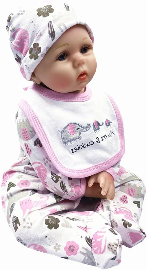 Reborn Baby Girl Doll Clothes 22 inch Newborn Outfits Accessories Elephant 5 Piece Set for 20-22 inch Reborn Doll