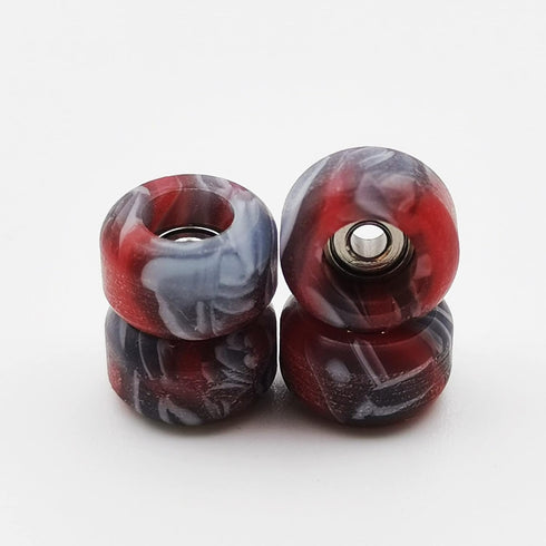 Fingerboard Wheels with Bearing, CNC Lathed Swirl Color New Material (Red Mix)