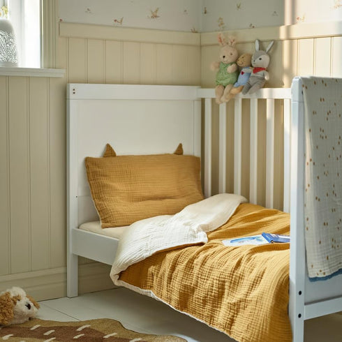 Generic 3-Piece Set 100% 27.5 52 Inches Crib Bedding Cotton Muslin, Duvet Cover with Zipper + Fitted Sheet + Pillowcase