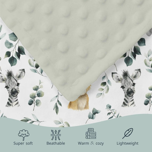 30 40 HawSkgFub Safari Jungle Animals Mink Baby Blankets Dotted Backing Boy Girl Shower Gift, Giraffe Elephant Zebra