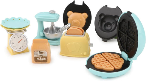 Set 1:12 10PCS Miniature Dollhouse Kitchen Decoration Waffle Maker Toaster Scale Stand Mixer Flour Modern Mini House