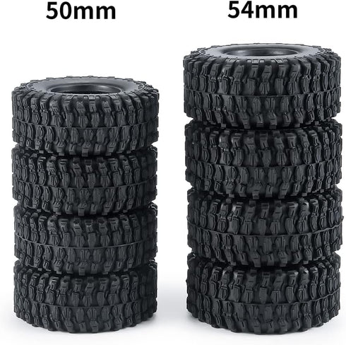 4PCS 1.0" Crawler Tires Rubber Wheel Tires for 1/24 Axial SCX24 RC Crawler Car (54mm)