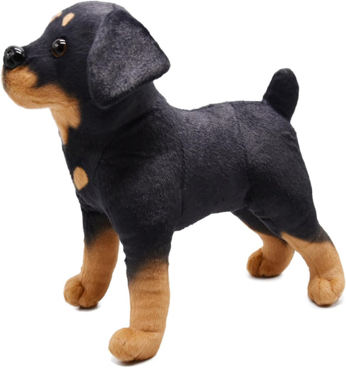 Realistic Rottweiler Stuffed Animal, 12 Inch Extremely Lifelike Plush Rottie Dog Toy for Kids