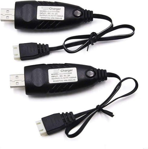 Blomiky 2 Pack 3S 1.5A USB Charger Cable - Suitable for RC Car, Boat, Airplane, Drone, 11.1V USB