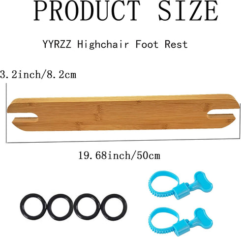 Footrest for Baby Highchair, Adjustable Non-Slip Natural Bamboo Wooden Footrest for IKEA Antilop High Chair