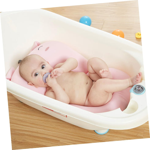 ERINGOGO Foldable Baby Bathtub Pig-Shaped Bath Tub Newborn Bath Seat Infants Support Cushion