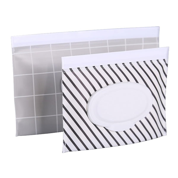 Portable Wet Wipe Pouch, Reusable Refillable Baby Travel Wipes Holder & Case,