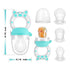 Baby Fruit Food Feeder Pacifier, 6 Pcs Silicone Teething Toy for 3-24 Months, Blue & Gray Piggy Handle