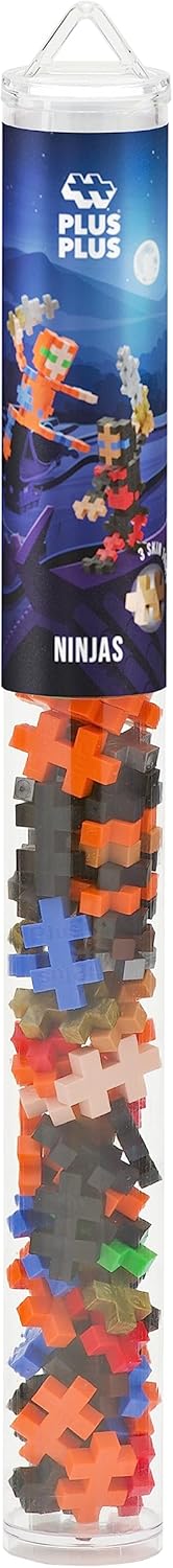 PLUS PLUS Ninjas, 70 Piece Tube, Construction Building STEM/STEAM Toy, Interlocking Mini Puzzle Blocks for Kids
