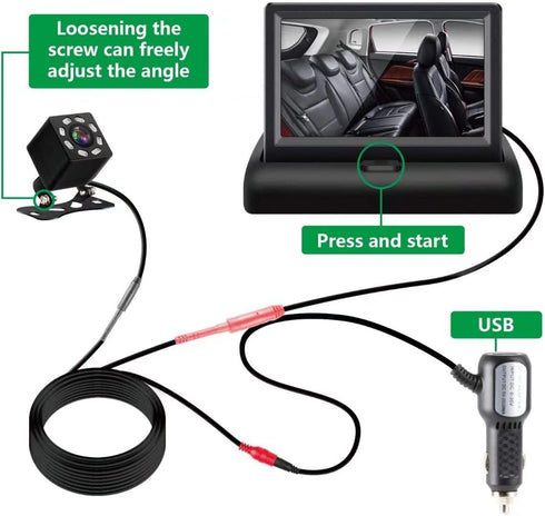 SAMFIWI Baby Car Mirror Safety Seat Mirror Camera and Monitor with Infrared Night Vision Best Baby Monitor for Car Seat