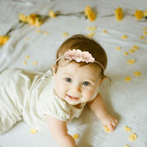 cherrboll 3pcs Baby Girl Flower Headbands - Super Soft & Stretchy Nylon Floral Hairbands for Newborn Toddler
