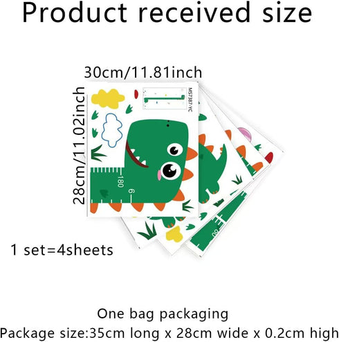 DEKMILE Dinosaur Self-adheve Vinyl Nursery Wall Decal Baby Growth Chart Sticker for Bedroom Play Room