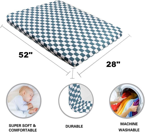 FIGEPO 4 Pack Checkered Crib Sheets Neutral Breathable Fitted Baby Sheets Nursery Sheets for Baby Boys or Girls (Crib