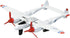 Hot Wings Planes P-38 Jet (Red Tip) with Connectible Runway, White/Red Die Cast Plane
