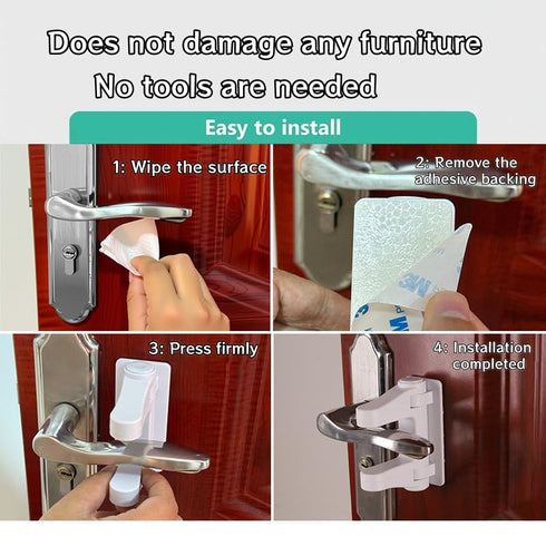 Tazyuxd (2 Pack) 3M Childproof Door Lever Lock Improved Baby Safety Locks for Doors Prevents Toddlers from Opening