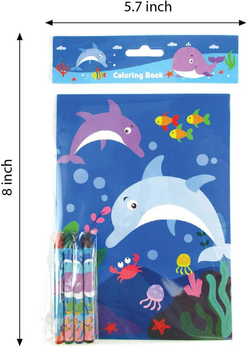 12 48 TINYMILLS Ocean Life Coloring Books for Kids with Coloring Books and Crayons, Ocean Life Under the Sea Treats