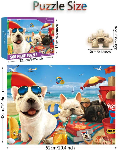 500 Pieces Jigsaw Puzzle for Adults and Kids, Happy Dog Sunbath 1 Gift Idea