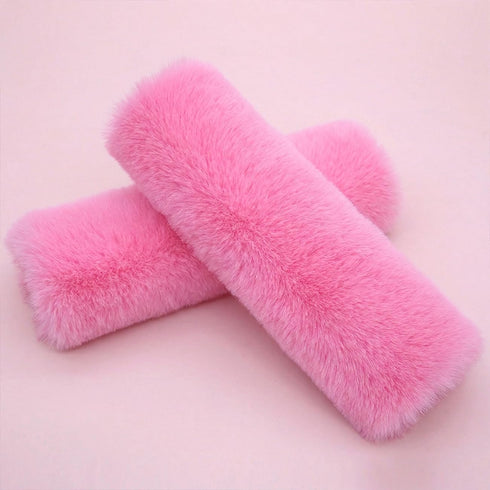 Lutoku 2-Pack Soft Plush Seatbelt Covers for Kids - Comfortable Pink Seat Belt Cushion for Newborns - Car Seat/Stroller