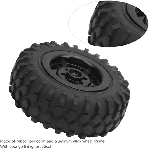 55mm/2.2in 1/10 Scale Rubber Tires & Wheel Rims, Anti-Skid Fit for D12 Model Parts, Black