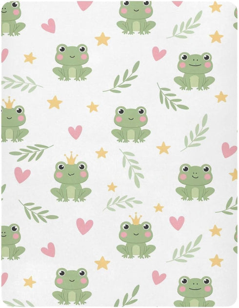 J JOYSAY Frog Hearts Leaves White Fitted Crib Sheet for Boys Girls Baby Crib