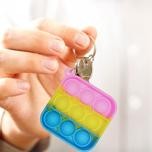 Clanam 120 Pcs Mini Pop Bubble Fidget Toys, Silicone Keychain Small Pop Bulk for Party Favors, Classroom Prizes