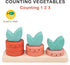 Counting Vegetables - 10pcs Stacking Wooden Ring Set for Toddler Educational Toy to Boost Fine Motor Skills Age 12M+