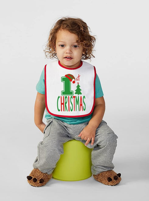 Aiden's Corner Handmade Cute Baby Holiday Christmas Bib - Boy Girl Red Green White 1st Xmas Bibs