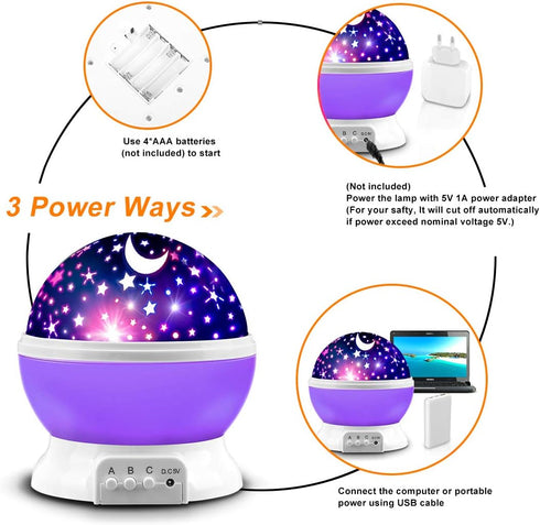 MOKOQI Star Projector Night Lights for Kids, Purple Projection Lamp for 1-14 Year Olds, Glow in The Dark Stars