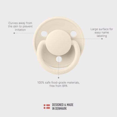 2-Pack, Dummy (0-36 BIBS De Lux Liberty Soother BPA Free Pacifier, Round Nipple. Silicone, Made in Denmark, OneSize