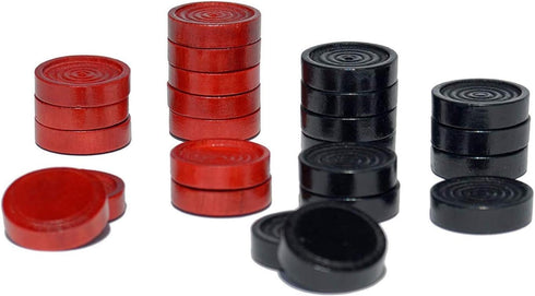 WE Games Checkers Pieces Only - 24 Red and Black Wooden Game Pieces with Drawstring Storage Bag, 1.5 Inch Diameter