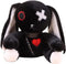 LVQING Rabbit plush doll, crazy rabbit plush toy, Halloween scary rabbit stuffed animal long ears standing toy, suitable for fans Easter Christmas birthday gift. (Small black)