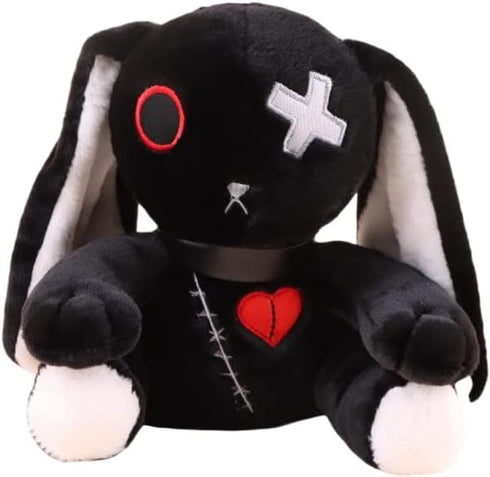 LVQING Black Rabbit Plush Doll, Scary Halloween Stuffed Animal with Long Ears, Perfect for Easter Gifts