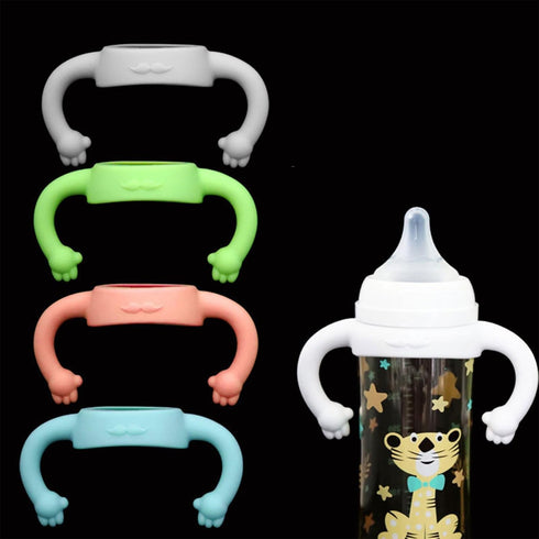 QERPON 2.17" 2.62" Baby Bottle Handle Silicone Baby Bottle Holder with Easy Grip Handles to Hold Their Own Bottle Used