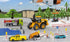 Siku 3505, 1500 1:50, RAM Pick-Up with Compressor Trailer, Metal/Plastic, Yellow/Orange, Incl. barriers and Toy Figure