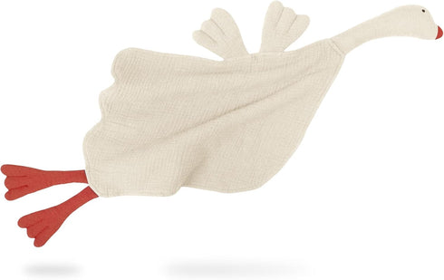 Lulu Moon Muslin Loveys for Babies, Unisex Baby Security Blanket, Goose Lovie 25"x 11" Cream