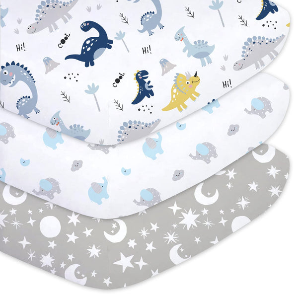 Plushii Crib Sheets for Baby Boys 3 Pack, 28"x 52" Extra Soft