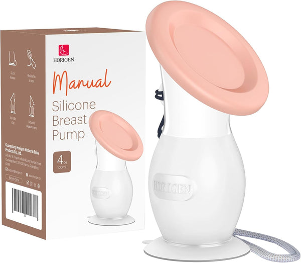 HORIGEN Manual Breast Pump for Breastmilk, 4 Ounce BPA-Free & Food Grade,