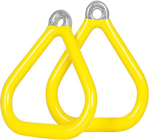 Swing Set Stuff Commercial Coated Triangle Trapeze Rings with SSS Logo Sticker - Yellow