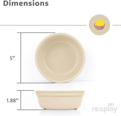 12 oz. Set 4 Re-Play Toddler Bowls of - Kids Deep-Walled, Durable & Reusable Snack and Meal Bowls, Dishwasher