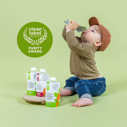 Serenity Kids 6+ Months USDA Organic Veggie Puree Baby Food Pouches - Carrot Spinach & Basil, 3.5 Ounce BPA-Free Pouch