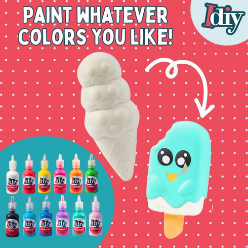 Idiy (46") 11 12 Jumbo Squishy Toys Craft Kit for Kids-Paint Your Own Slow Rising Squishies Dessert Foods w Fabric