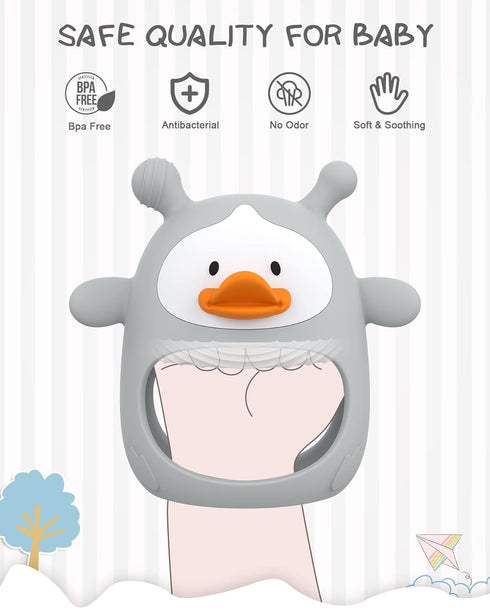 3+ Baby Teething Toys,Silicone Baby Teether Toy for Infants Months, Never Drop Silicone Baby Mitten Teether