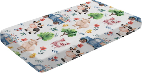 Farm Animal Baby Crib Sheets for Standard Crib Toddler Mattress Sheets Sheep Cow Pig Neutral Fitted Crib Sheet Toddler Bed Sheet Stretchy Portable Breathable Sheet Set Mattress Cover 28''×52'' by SqtmuHLuo