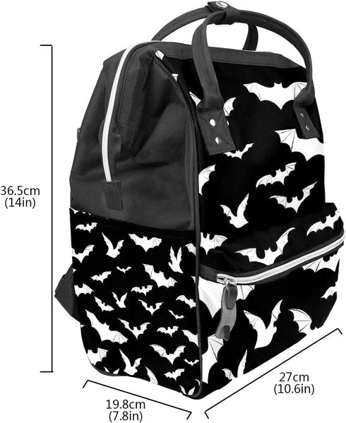 Backpack Backpacks Black And White Goth Bats Diaper Bag Travel Large Capacity Multi-Function Zipper Casual Travel