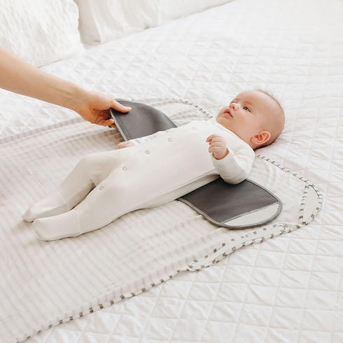 Charcoal Stripes Swaddle Blanket - One Size Fits All by Freshly Picked