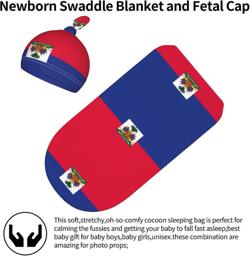 WZYCWB Set Haitian Flag Newborn Sleep Swaddle Blanket, Baby Swaddle Receiving Blanket, Baby Universal Receiving (
