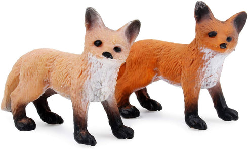 UANDME Fox Toy Figures Set - Includes Arctic Fox & Red Foxes Figurines Cake Toppers (5 Foxes)