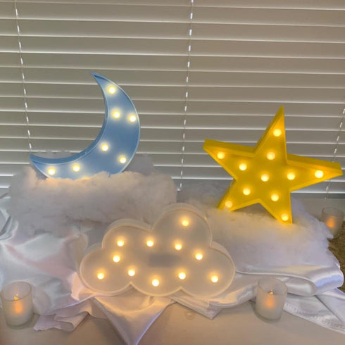 ZUOVAOV 3 Pack Star Moon Cloud Night Light - LED Decorative Lamp for