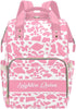 Workvalor Personalized Maternity Package for Women, Custom Cow Print Pink Diaper Backpack Customized